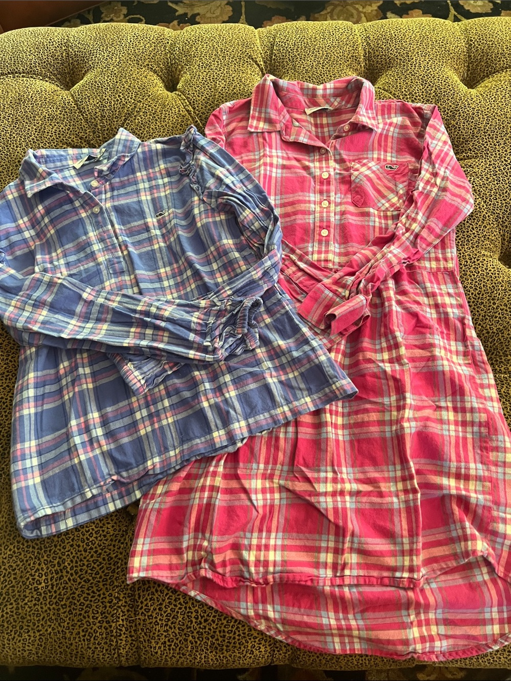 Vineyard Vines Girls Plaid Shirt & Dresses - Pink & Blue Flannel size 12